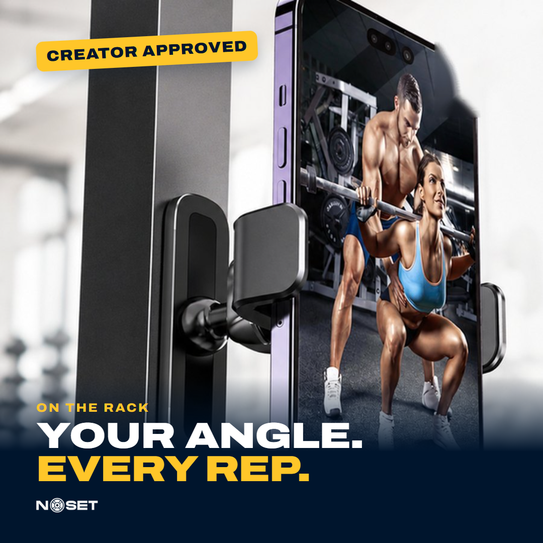 MagLock holding a phone on a squat rack