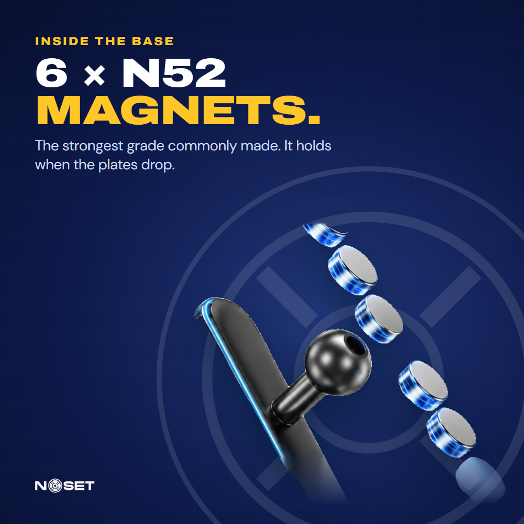 Six N52 magnets inside the MagLock base