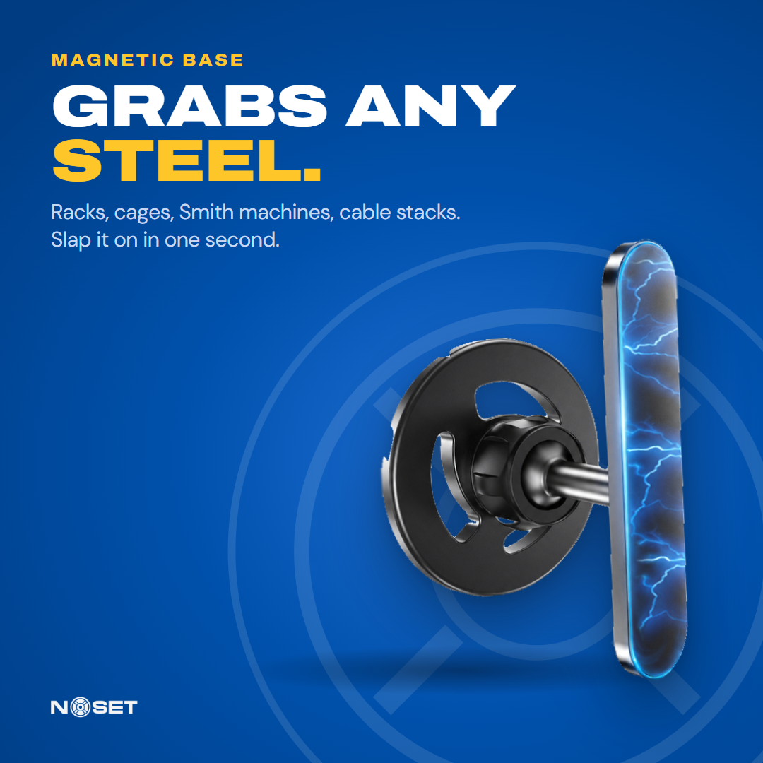 MagLock magnetic base grabs any steel gym equipment