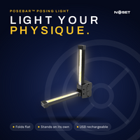 PoseBar folding LED posing light, unfolded and lit