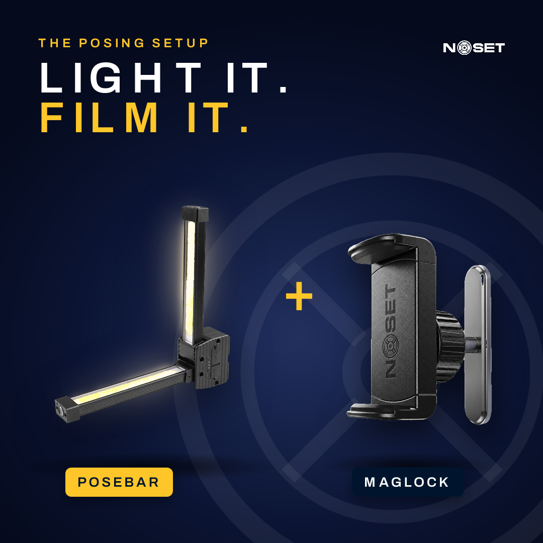 PoseBar posing light with MagLock phone mount